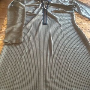 Nasty Gal Olive Ribbed Half-Zip Dress